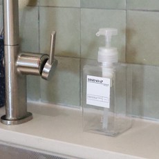 方形洗碗精瓶 透明款 450ml+貼紙, 1套