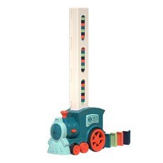 OMG 兒童益智玩具 多米諾骨牌 電動小火車, 馬卡龍藍, 1組