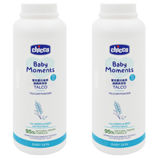 Chicco 寶貝嬰兒植萃細緻爽身粉, 95%天然成分來源, 含稻米澱粉, 150g, 2瓶