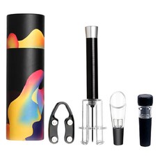 禮盒裝氣壓開瓶器 Set 4件套, 開酒倒酒存酒一套解決, 1組