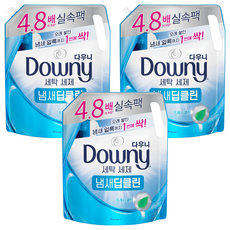 다우니 세탁세제 일반용 드럼 겸용 냄새딥클린 프레시클린 리필, 2.2L, 3개