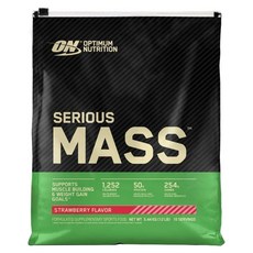 OPTIMUM NUTRITION 歐恩 Serious Mass 高熱量乳清蛋白, 草莓口味, 5.44 kg (12 磅), 16 份, 12lb, 1袋