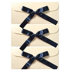 투영디자인 네이비 리본 펄 돈 봉투, 소프트크림, 3개 소프트크림, 3개