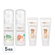 Orgabebe Trouble Kit 4種 泡沫力量洗面乳+沐浴&洗髮+乳液 2入, 5組