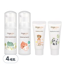 Orgabebe Trouble Kit 4種 泡沫力量洗面乳+沐浴乳&洗髮精+乳液+乳霜, 4組