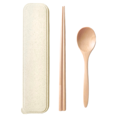 life shop 日式麥稈盒裝餐具組 6.荷木彎勺組,1入