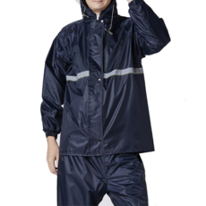 防滲透兩件式反光雨衣 帽沿款, 滌絲紡+PVC防水塗層, XL, 藏青, 1件