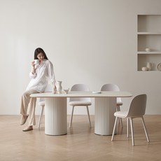 보니애가구 라이즈 24T 포세린 템바보드 6인용 1600 사각형 식탁 + 의자 4p 세트 방문설치