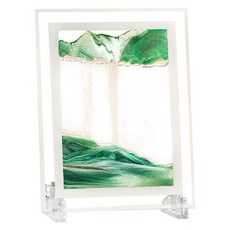 3D立體質感沙漏畫, 綠色方形, 23*17cm, 玻璃材質, 綠色