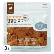 굿데이 건강한 육포 칩 강아지간식, 연어, 300g, 3개