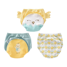 Vanibaby 幼兒學習褲 Set 3件, 6層紗布材質, 柔軟舒適, 防水透氣, 醫學級脫脂棉, 潔淨安全, 100cm, 小雞, 1組