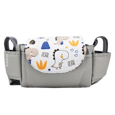 Vanibaby 推車掛袋, 奶瓶袋 手機袋 內裡防水, 灰色小恐龍, 1個
