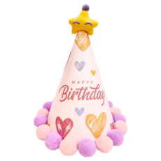 六分埔禮品 造型毛球生日帽, 高約21cm*帽子直徑約15cm, 厚卡紙, 星星, 1個