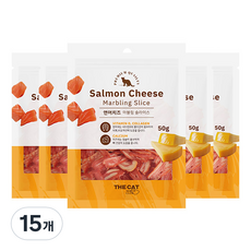 더캣 마블링 슬라이스 고양이 간식, 연어 + 치즈 혼합맛, 50g, 15개