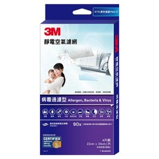 3M 靜電空氣濾網 病毒過濾型 4片, 9809-CTC, 1盒