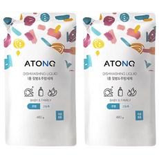 아토엔오투 1종 젖병&주방세제 리필 파우치 무향, 480g, 2개 480g, 2개