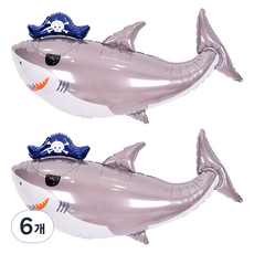 아나그램 해적상어 슈퍼쉐입 은박풍선, 혼합색상, 6개