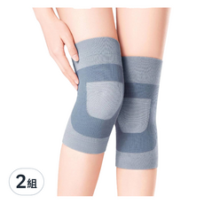 YORI優里嚴選 蠶絲保暖護膝, 30%蠶絲 灰藍色 日本防滑技術 U型防滑 四季通用, 2組, XL