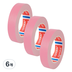 iQIHAN 칼라 마스킹 종이테이프 20mm x 15m, 핑크, 6개
