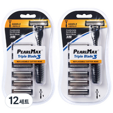 드위트리 프리미엄 MAX 3단 일회용 면도기 + 리필 면도날, 12세트