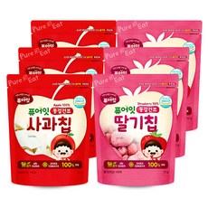 퓨어잇 내이브로 사과칩 12g x 3p + 딸기칩 12g x 3p, 사과맛, 딸기맛, 1세트