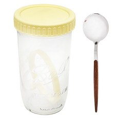 BOACUP 玻璃早餐燕麥杯 附湯匙 Set, 600ml, 黃色, 1組