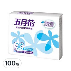 五月花 高吸力柔韌擦手紙, 100抽, 100包