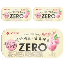 LOTTE 樂天 ZERO Zero無糖薄荷錠 桃子風味, 3盒, 28g