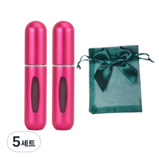 ajj 휴대용 향수 공병 5ml x 2p + 파우치 세트, 5세트, 02 로즈 레드