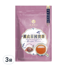 台灣茶人 南非紅國寶茶 原片薰衣草，日本進口耐高溫茶包，零咖啡因, 2.2g, 10包, 3袋