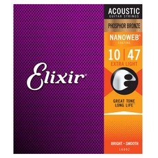엘릭서 나노웹 포스포 브론즈 1047 EX라이트 어쿠스틱 기타줄 + 캐슬 픽크 3p, 엑스트라 라이트 16002, 혼합색상, 1세트 16002, 1세트