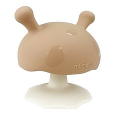 Mombella 啾比小蘑菇固齒器, 食用級矽膠材質, 安全防卡喉設計, 可高溫消毒, 25g, 焦糖奶茶, 1個