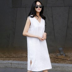 민소매린넨원피스