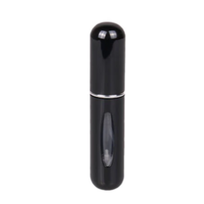 直充式香水分裝瓶, 鋁製外殼, 塑料內裡, 5ml, 黑色, 4個