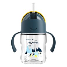 evorie 愛得利 Tritan寶寶吸管杯, 360度矽膠防護層重力球, 特殊十字孔設計, Tritan材質, O-M, 200ml, 1個