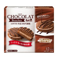 LOTTE 樂天 巧克力布雪蛋糕, 可可風味, 蓬鬆棉花糖, 12個 Set, 324g, 1盒