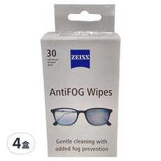 ZEISS 蔡司防霧拭鏡紙, 30入, 單獨包裝, 清潔和防霧功能, 4盒