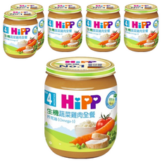 HiPP 喜寶 蔬菜雞肉全餐, 4個月以上寶寶適用，含蕎花油Omega-3, 4個月以上, 125g, 6罐