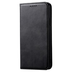 穿山盾 iPhone 16 Plus 側翻磁吸插卡皮革保護殼 - 經典黑, 防摔, 邊角保護, 支架功能, 多卡位設計