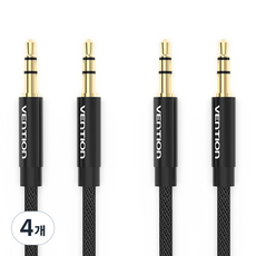 벤션 골드블랙 3.5mm AUX 케이블 1m 직조재킷 2p, 혼합 색상, 4개