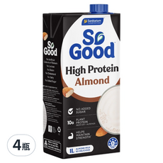 So Good Basic系列 無糖植物蛋白堅果杏仁奶 植物奶 全素可食, 4瓶, 1L