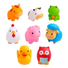 munchkin 滿趣健 動物農場 噴水洗澡玩具 8件組, 會噴水, 會漂浮, 提升手指和動作協調能力, 1組
