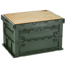 까사마루폴딩박스  까사마루 대용량 캠핑 폴딩 박스 75L 1P + 원목 상판 1P 카키 1세트 
