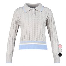 430골프 여성용 럭스골프 케이블 배색 방풍 니트 풀오버 LB4W812W