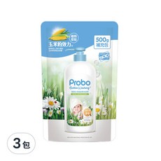 Probo 博寶兒 奶瓶蔬果洗潔精補充包，橘子油萃取，適用於奶瓶、蔬果和食器清潔, 500g, 3包