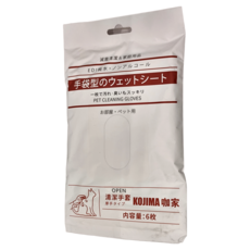 KOjIMA 寵物手套濕巾 犬貓用, 6片, 1包