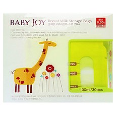BABY JOY 站立式抗菌母乳儲存袋 100ml 30入, 三層印刷設計, 雙壓條夾鏈式封口, 可直立冷凍保存, 1盒