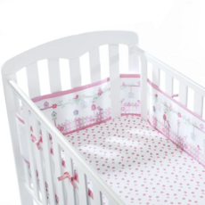 BreathableBaby 透氣嬰兒床圍護墊 兩側型 100% 聚酯纖維 - 森林花園圖案 兩片裝 148x28公分, 森林花園