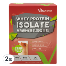 Vilson 米森 無加糖分離乳清蛋白飲 紅茶拿鐵 6包 2盒組, 優質蛋白, 無添加糖, 方便攜帶, 35g, 2盒