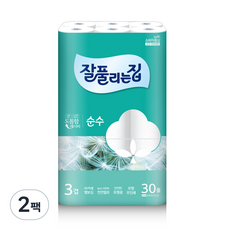 잘풀리는집 3겹 순수 천연펄프 고급롤화장지, 28m, 30개입, 2개
